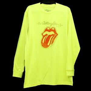 The Rolling Stones Neon Yellow Front Graphic Band Long Sleeve Tee Unisex Large
